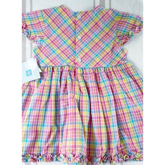 Little Me NWT Baby Girls 2-Piece Pink, Blue & Yellow Plaid Dress Set w/ Bloomers - Picture 3 of 12